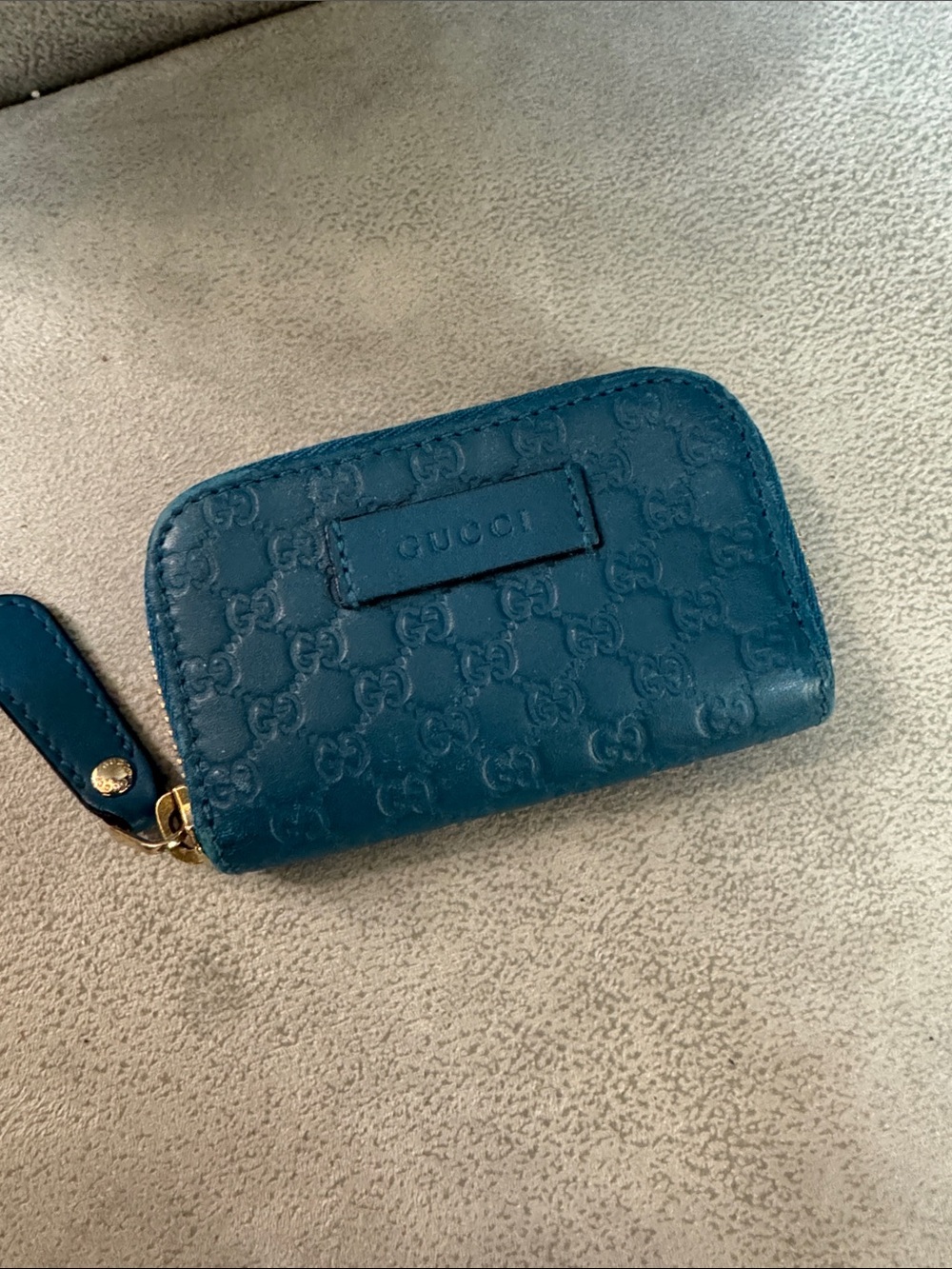 Gucci Teal Microguccissima Zip Around Coin Case